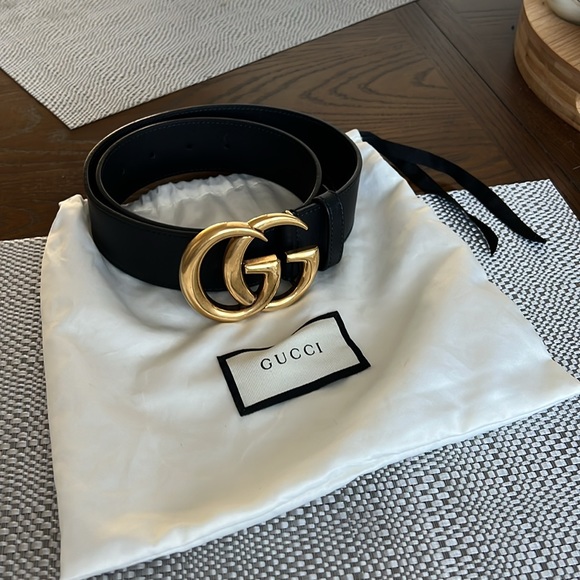 **REAL** GUCCI Wide leather belt with Double G - Picture 1 of 6